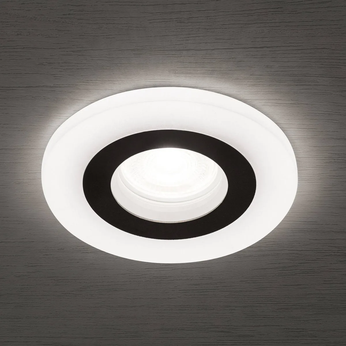 Glow inbouwspot, zwart, metaal, Ø 11 cm, GU10 von Orion in Schwarz, Transparent – Produktfoto