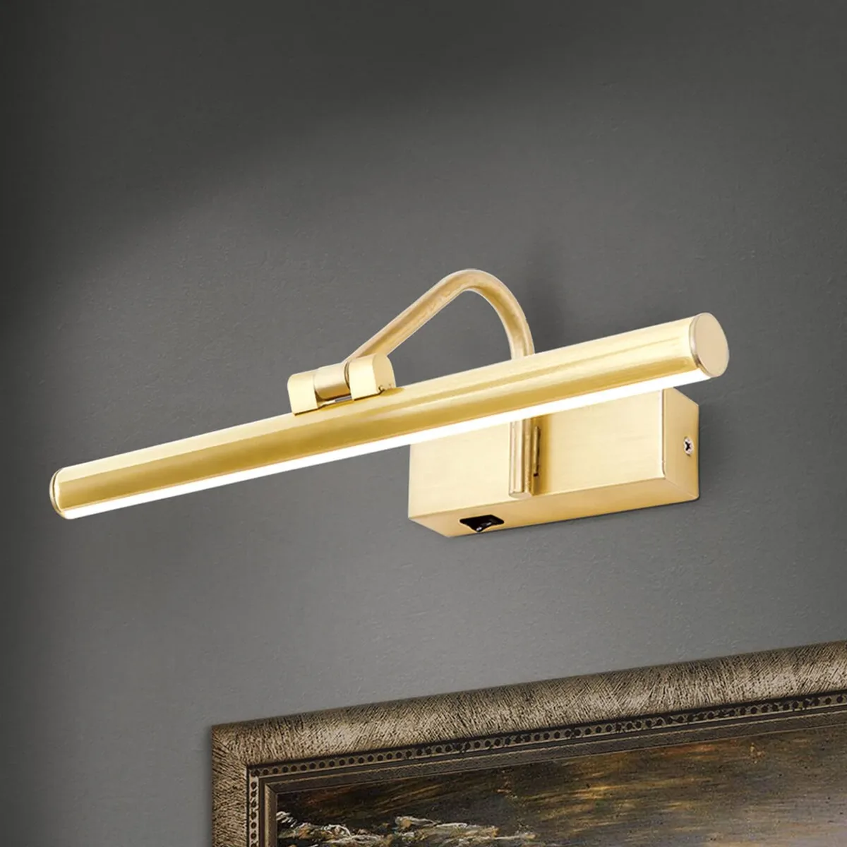 Gouden LED schilderij verlichting Sofia - 30 cm van Orion in Mat goud – productfoto