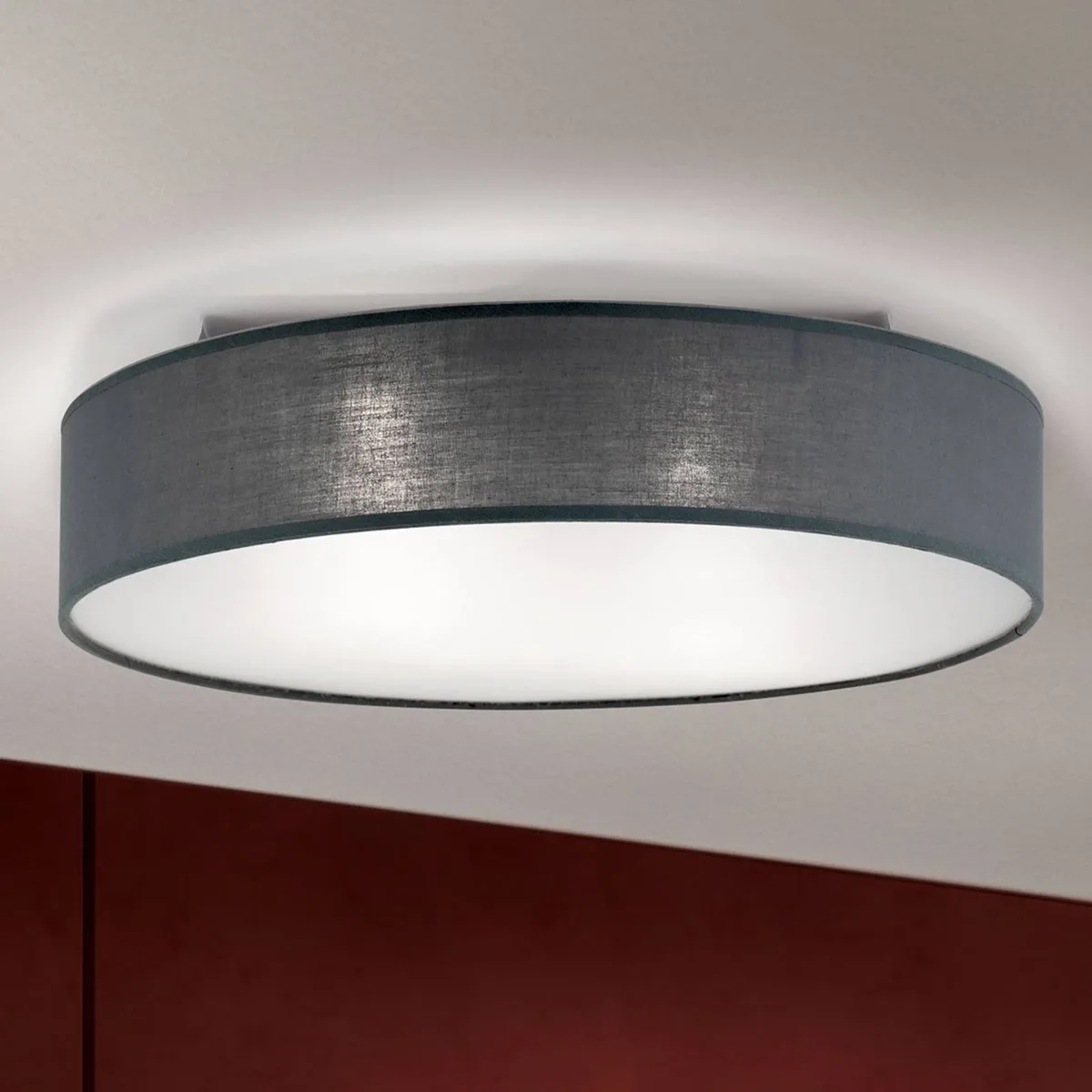 Grijze plafondlamp Ufo met linnen lampenkap de Orion en Gris – photo produit
