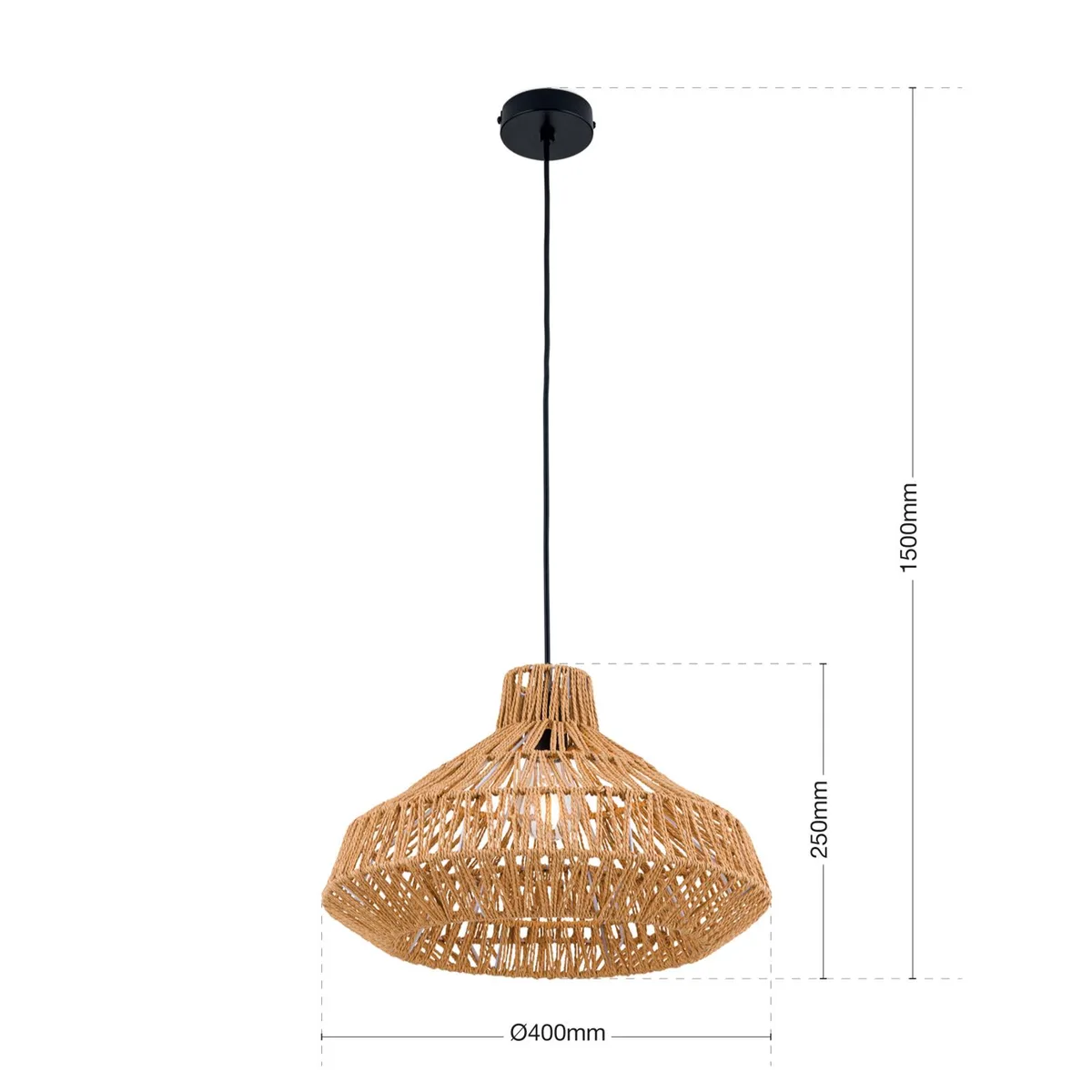 Hanglamp Basket met kap van hennepkoord von Orion in Weiß, Natuurlijk – Produktfoto