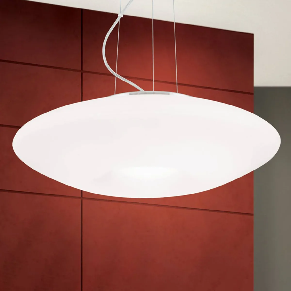Hanglamp Blanc, opaalglas, mat nikkel von Orion in Opaalwit, Mat nikkel – Produktfoto