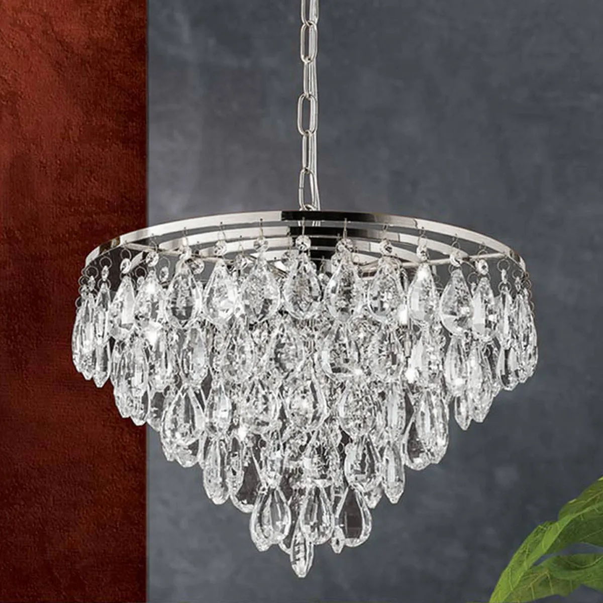 Hanglamp Celeste met K9-kristallen 9-lamps chroom de Orion en Chrome, Helder – photo produit