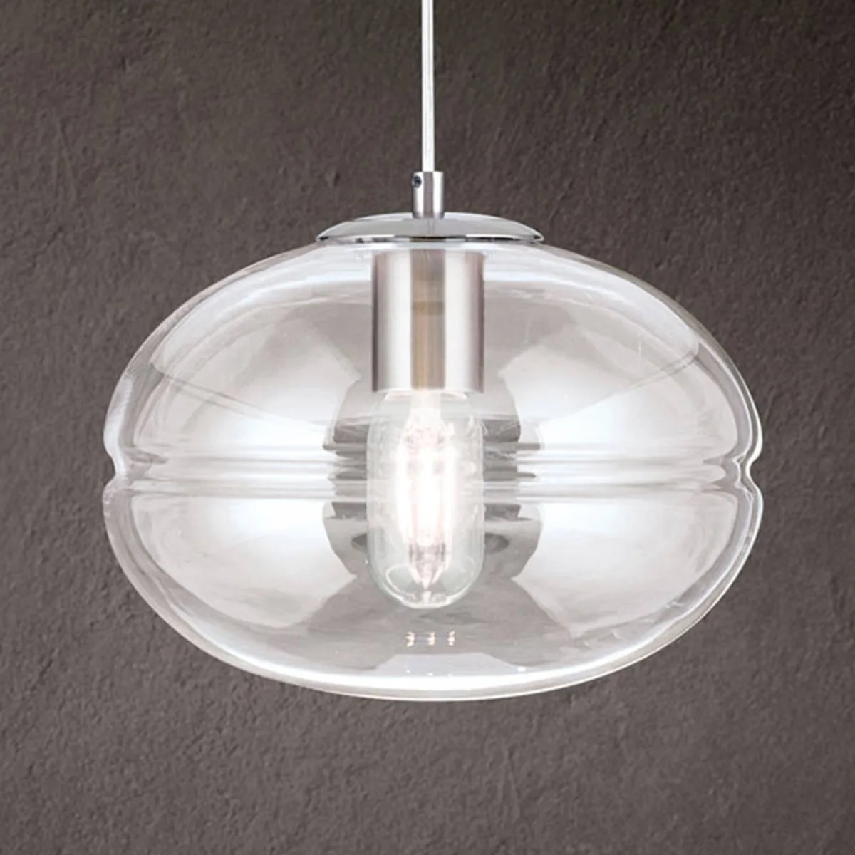Hanglamp Richard, metaal nikkel, glas helder by Orion in Nikkel, Helder – product photo