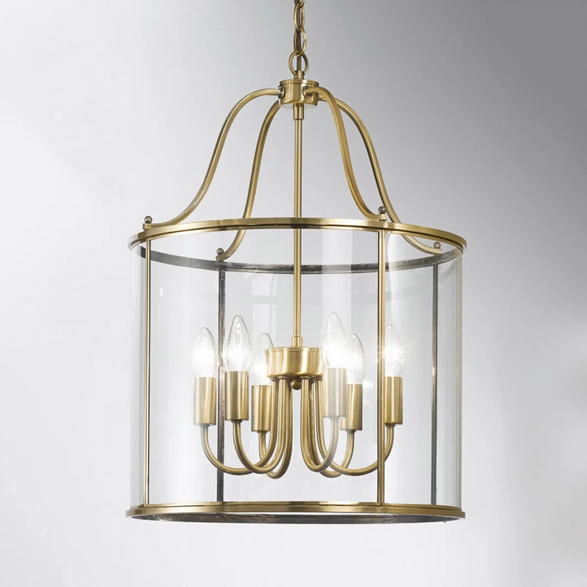 Hanglamp Rieka, ronde lantaarnvorm, 43 cm by Orion in Bronze, Helder – product photo