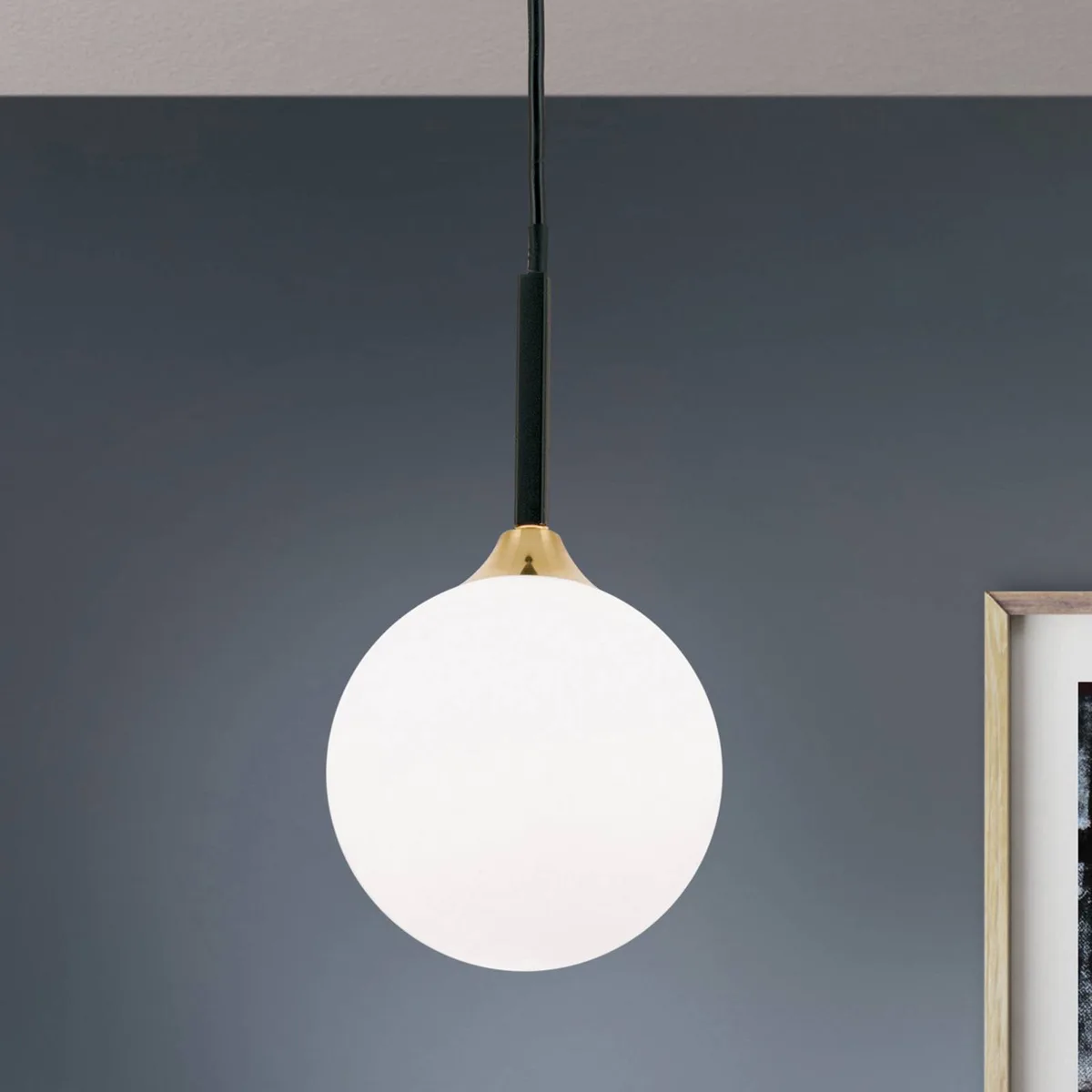 Hanglamp Snowwhite, 1-lamp, zwart fra Orion i Sort, Hvid – produktbillede