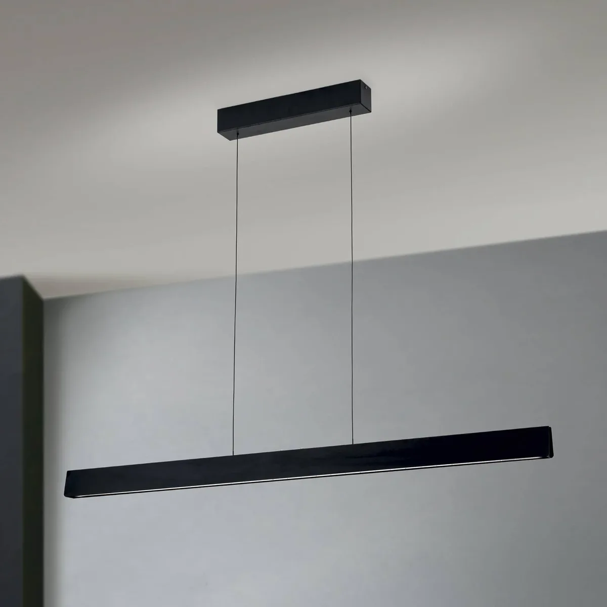 Hanglamp Tara, lengte 120 cm, aluminium/staal de Orion en Noir – photo produit