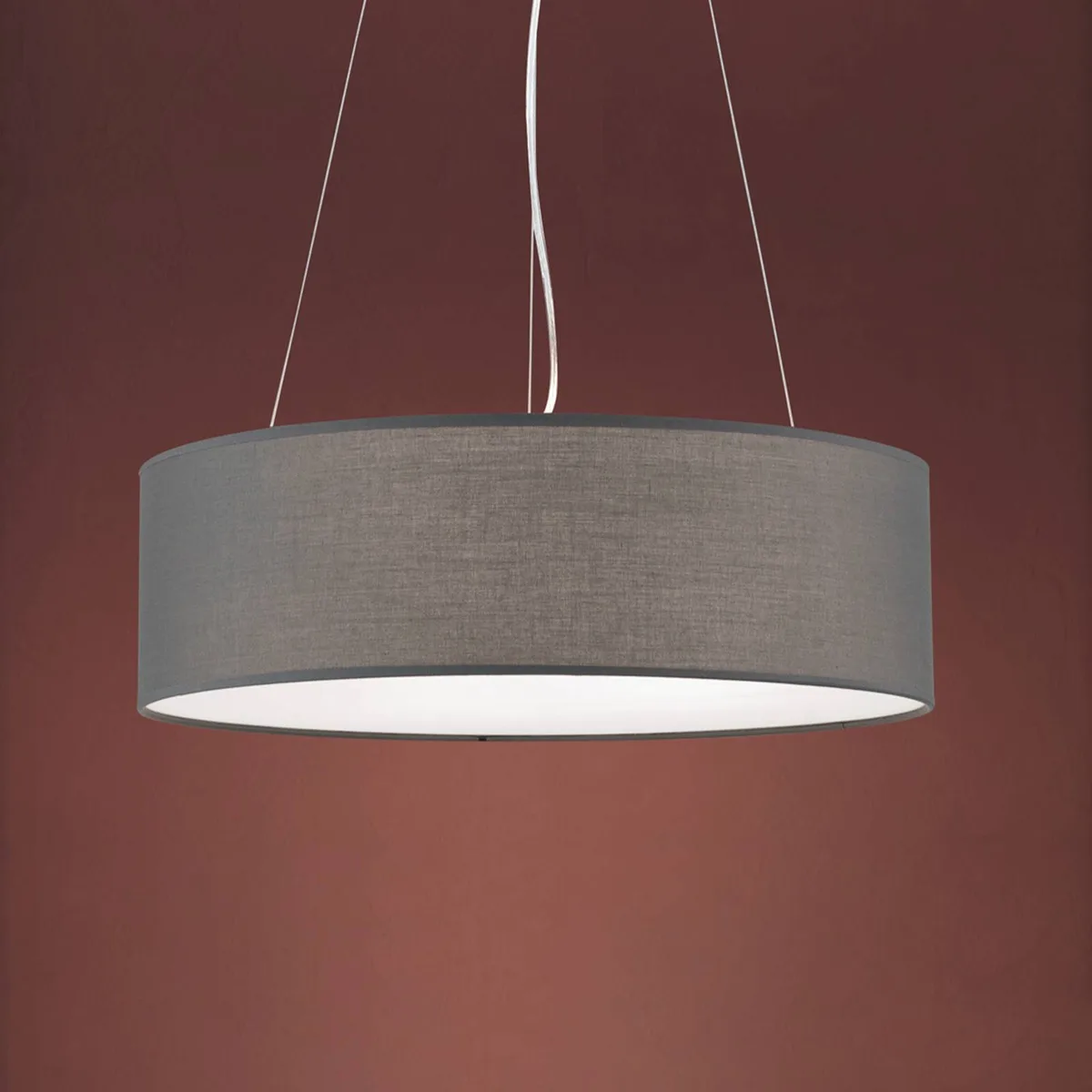 Hanglamp Ufo met grijze stoffen lampenkap de Orion en Gris – photo produit