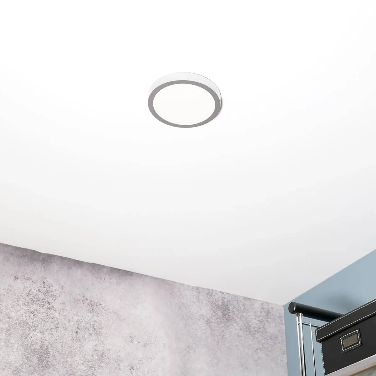 Heel platte LED plafondlamp Vika, 18 cm von Orion in Mat aluminium, Opaal – Produktfoto