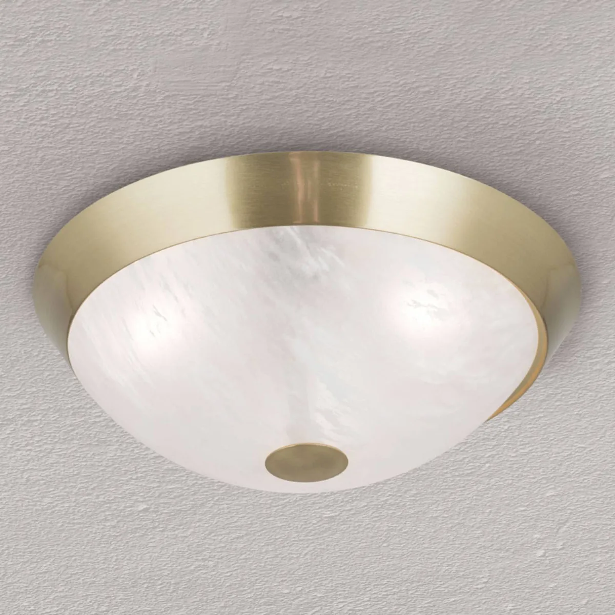 Klassieke plafondlamp Jaya met glaskap, 34 cm de Orion en Mat messing, Gesatineerd – photo produit