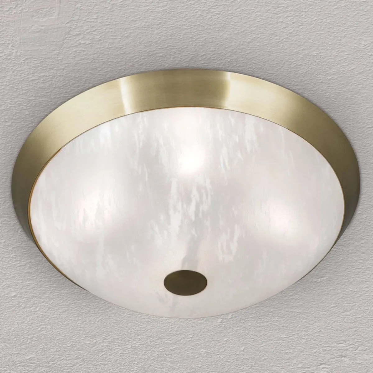 Klassieke plafondlamp Jaya met glaskap, 42 cm de Orion en Mat messing, Gesatineerd – photo produit