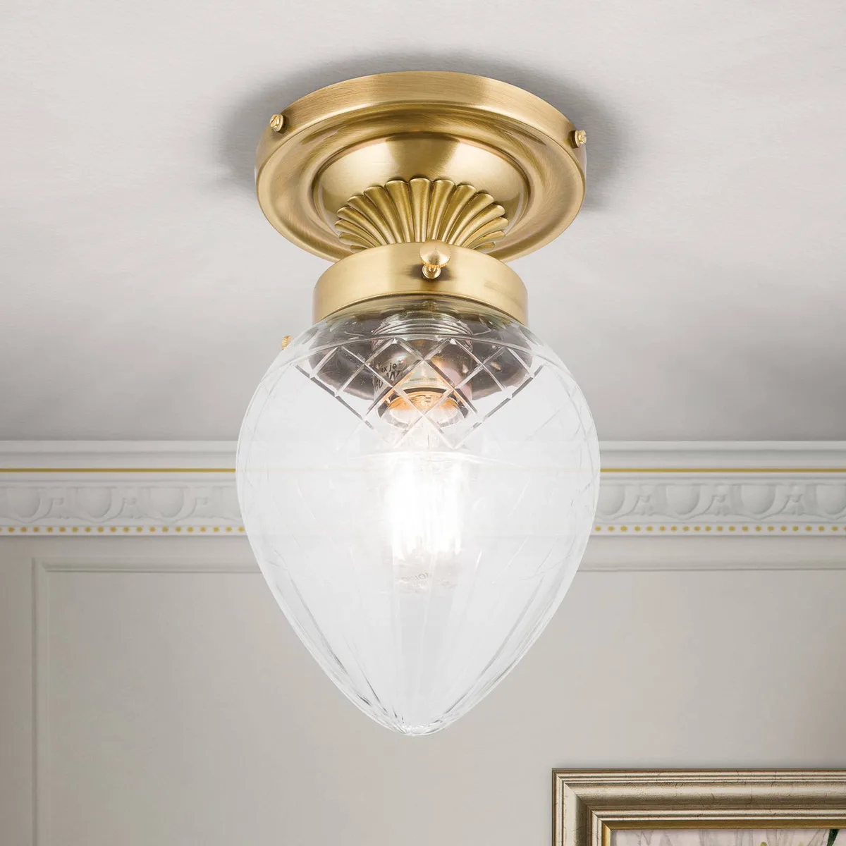 Kleine plafondlamp ENNA, 1-lichts fra Orion i Bronze, Helder – produktbillede