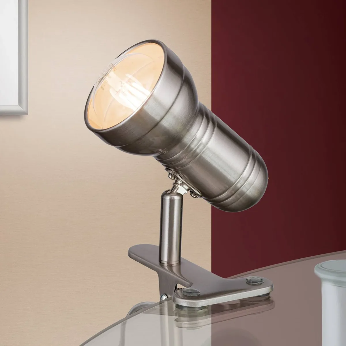 Klemlamp Samal, satijn från Orion i Alu, Grå, Zink – produktbild