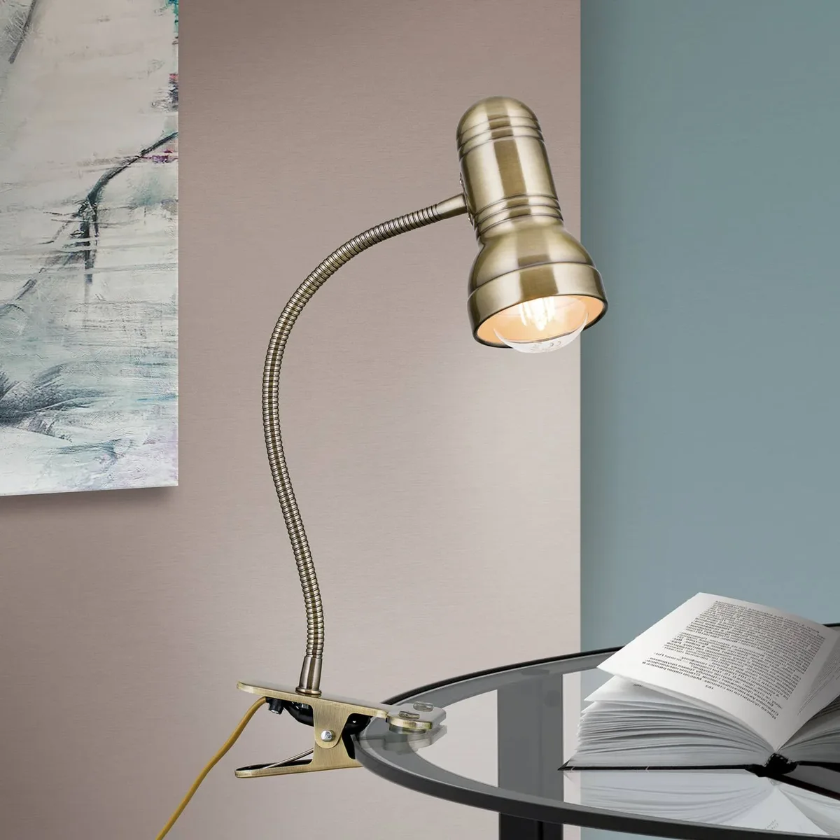 Klemlamp Samala, patina de Orion en Bronze, Oud-messing – photo produit