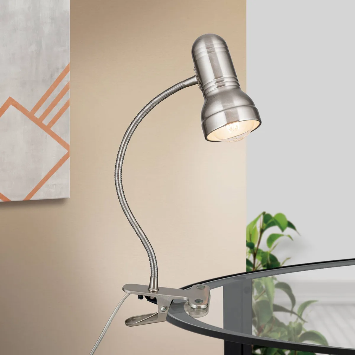 Klemlamp Samala, satijn från Orion i Alu, Grå, Zink – produktbild