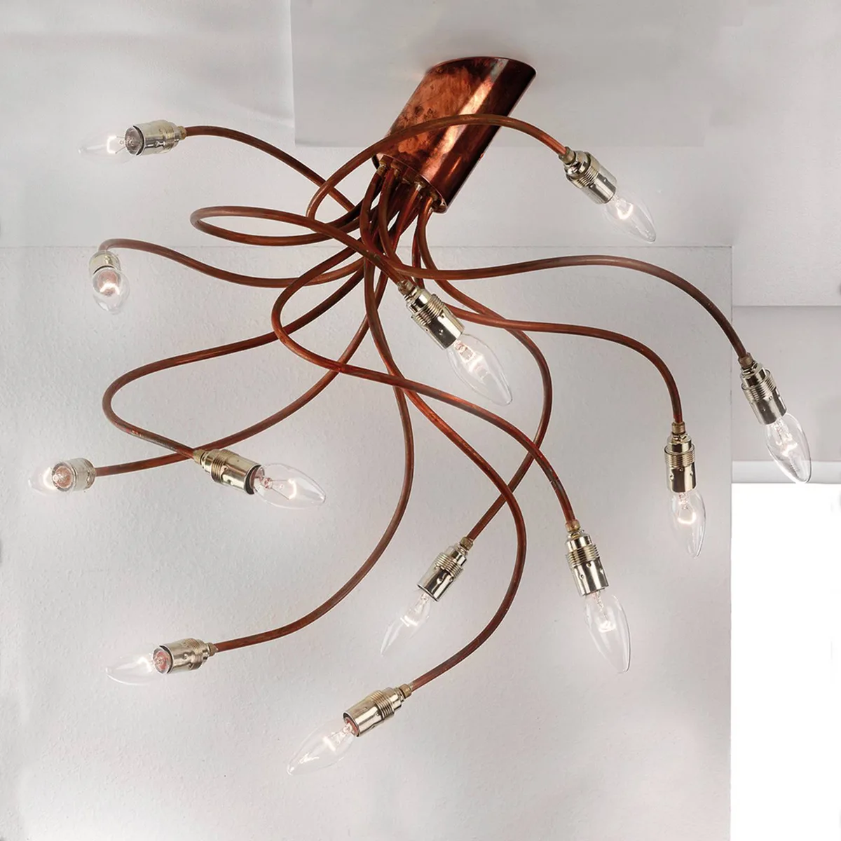 Koperen plafondlamp BRAZONA met twaalf armen de Orion en Cuivre, Laiton – photo produit