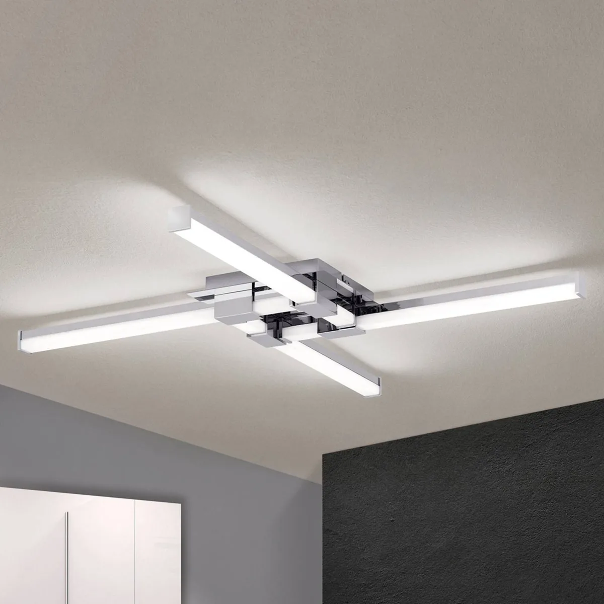 LED badkamer plafondlamp Argo met vier lampjes van Orion in Chroom, Wit – productfoto