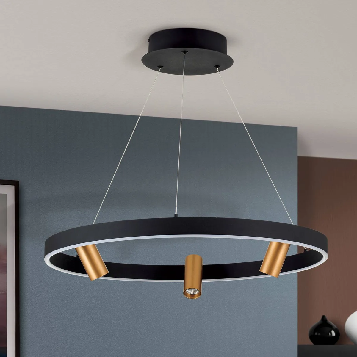 LED hanglamp Berlin met drie spot från Orion i Svart, Guld, Opaal – produktbild
