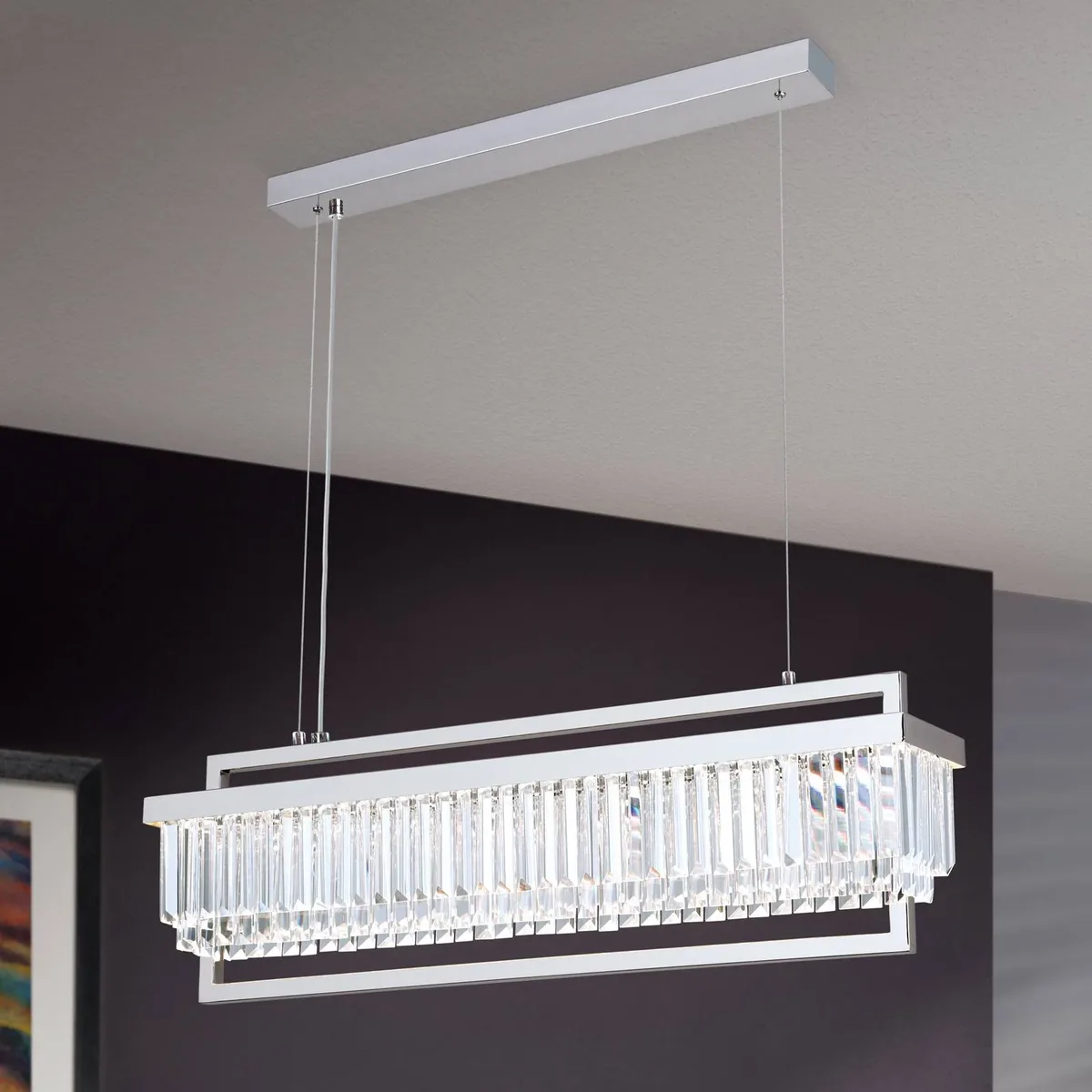 LED hanglamp Prism, langwerpig chroom van Orion in Chroom, Helder – productfoto