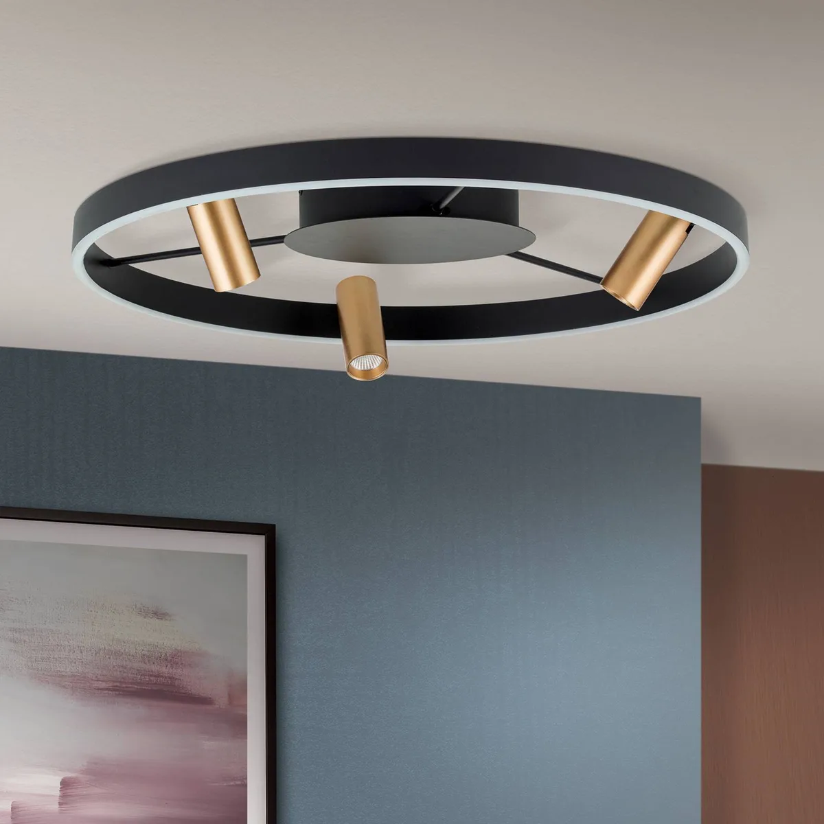 LED plafondlamp Berlin met drie spots de Orion en Noir, Or, Opaal – photo produit