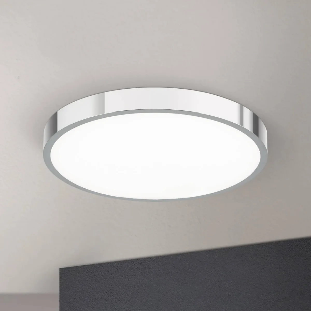 LED plafondlamp Bully, chroom, Ø 28 cm von Orion in Chrom, Weiß – Produktfoto