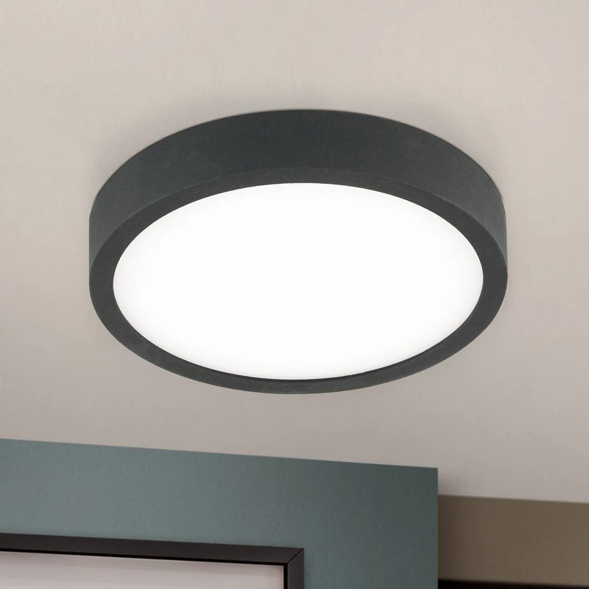LED plafondlamp Bully in zwart, 3.000 K, Ø14cm fra Orion i Sort, Hvid – produktbillede