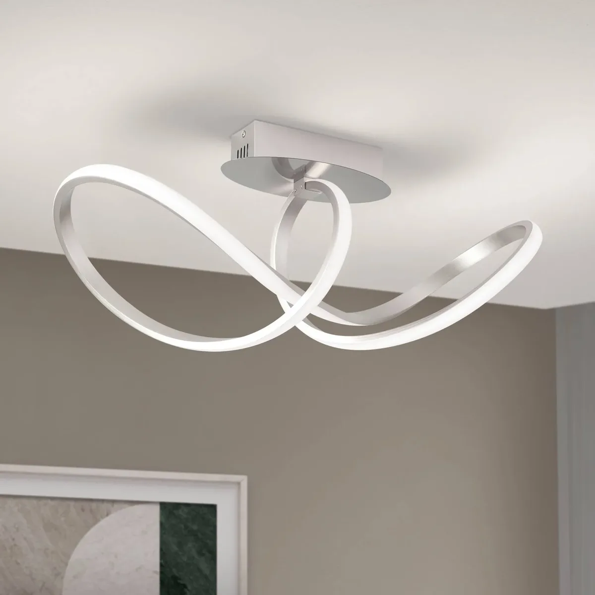 LED plafondlamp Circus, 3.000 K, satijn fra Orion i Gesatineerd aluminium – produktbillede