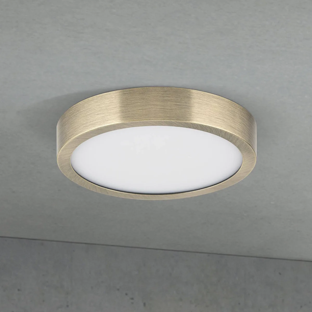 LED plafondlamp Disc, antiek messingkleurig, Ø 14 cm, CCT fra Orion i Antiek messing, Hvid – produktbillede