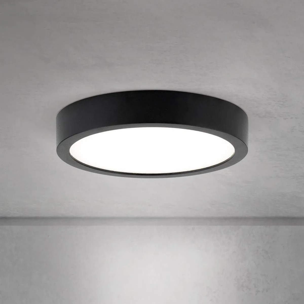 LED plafondlamp Disc, zwart Ø 14 cm, CCT metaal/kunststof fra Orion i Sort, Hvid – produktbillede