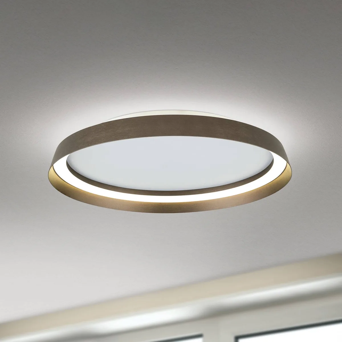 LED plafondlamp Manta, Ø 45 cm, aluminium/brons, aluminium, up/down von Orion in Aluminium-brons – Produktfoto