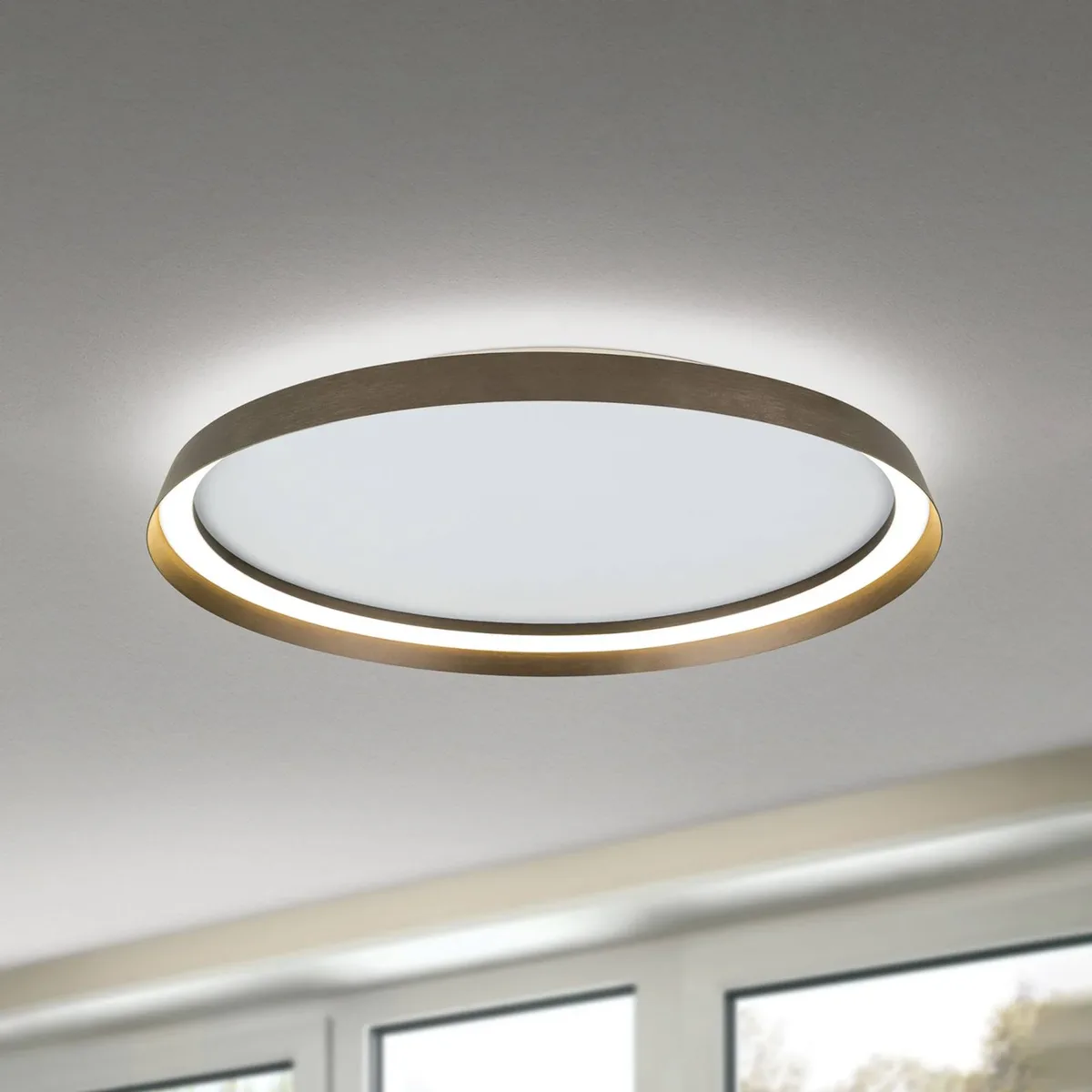 LED plafondlamp Manta, Ø 60 cm, aluminium/brons, aluminium, up/down fra Orion i Aluminium-brons – produktbillede