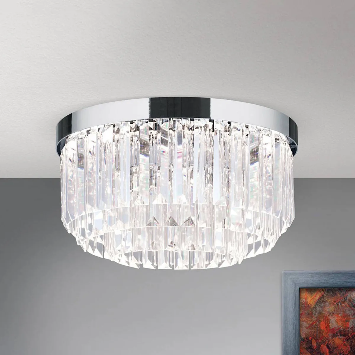 LED plafondlamp Prism, chroom, Ø 35 cm by Orion in Chrome, Helder – product photo