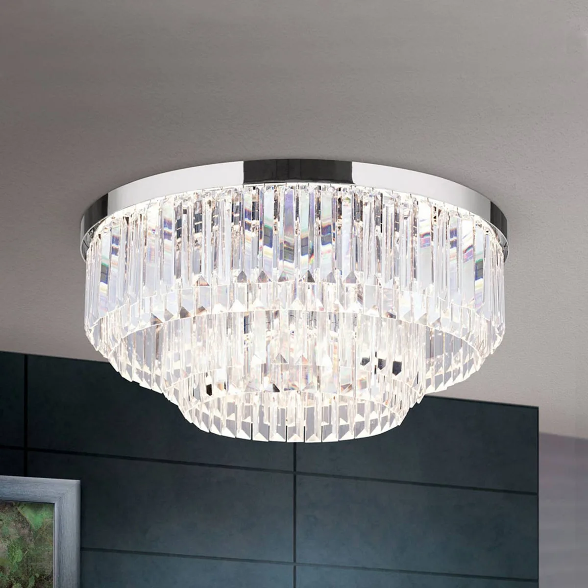 LED plafondlamp Prism, chroom, Ø 55 cm by Orion in Chrome, Helder – product photo