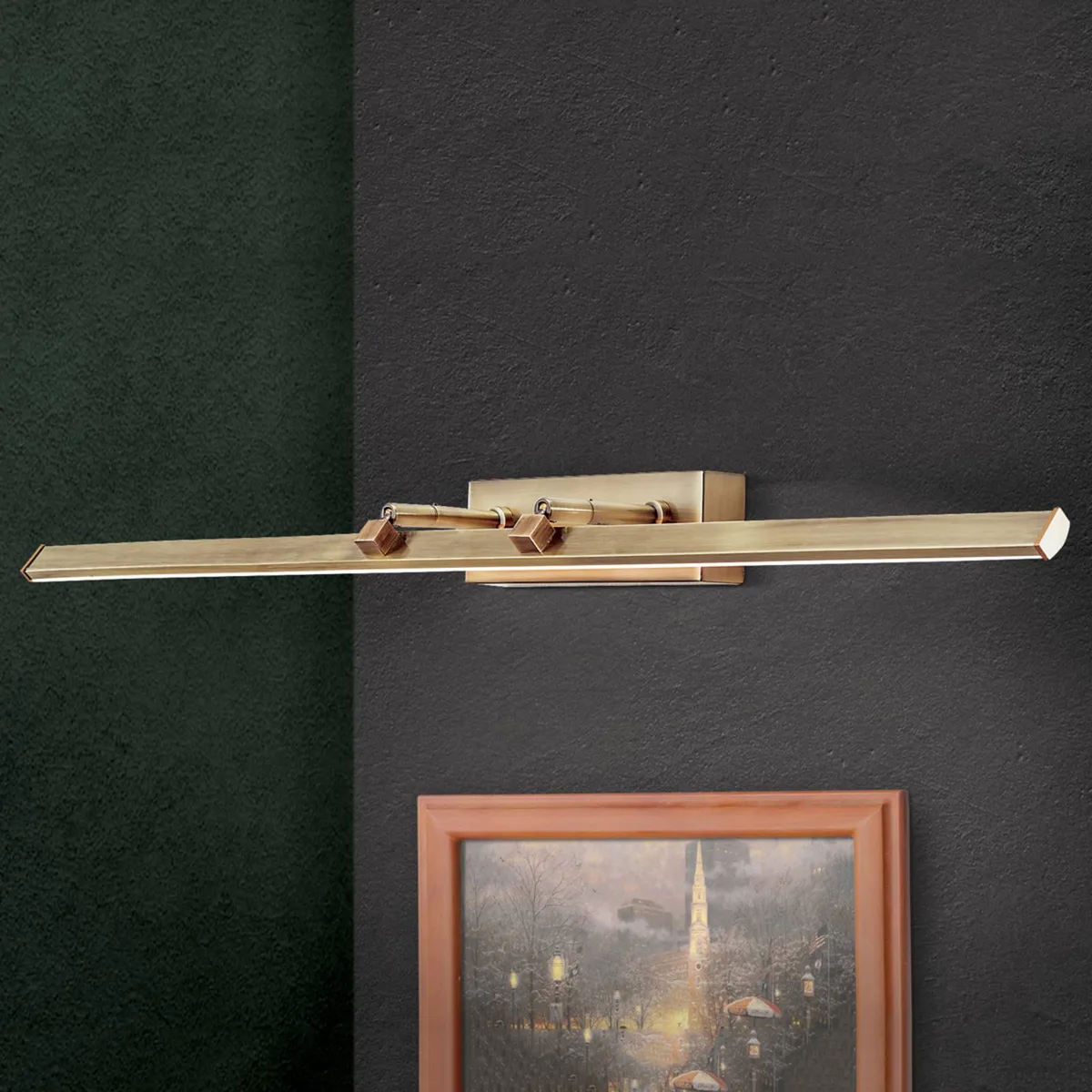LED schilderijlamp Suren antiek messing, 79,5 cm von Orion in Antiek messing, Gesatineerd – Produktfoto