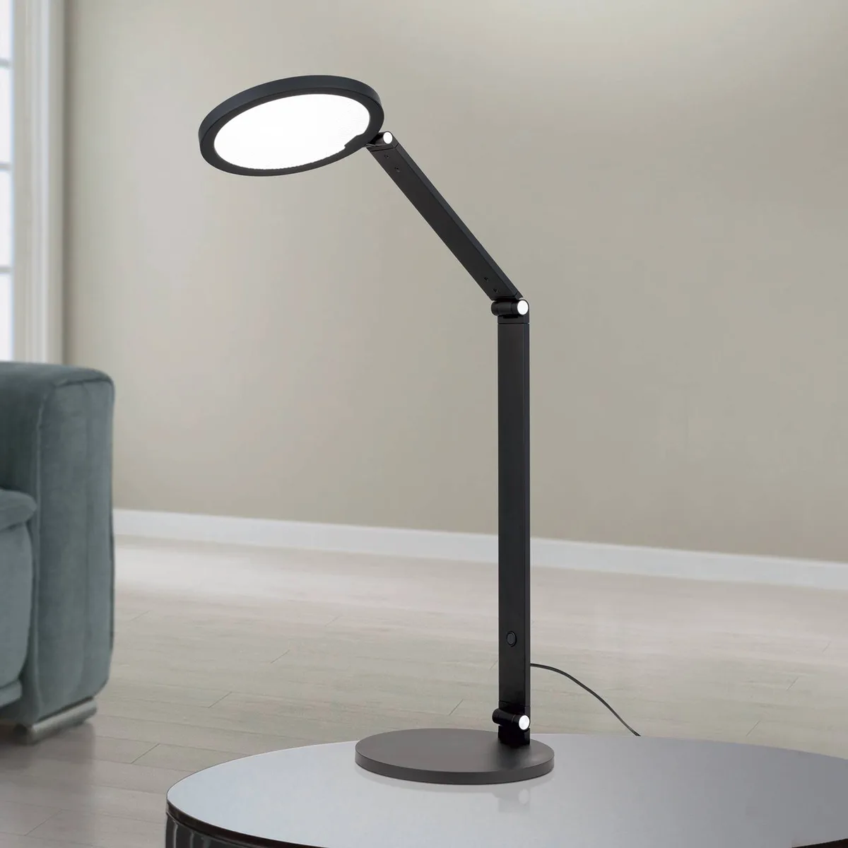 LED tafellamp Fati, hoogte 60 cm, aluminium, dimmer de Orion en Noir – photo produit