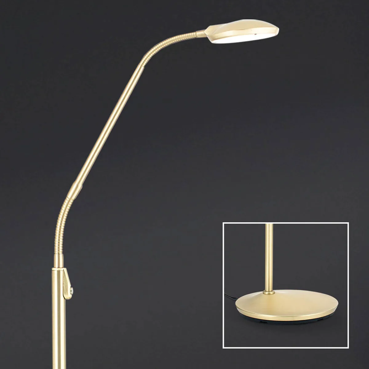 LED vloerlamp Cobra met veranderlijke lichtkleur de Orion en Mat messing – photo produit