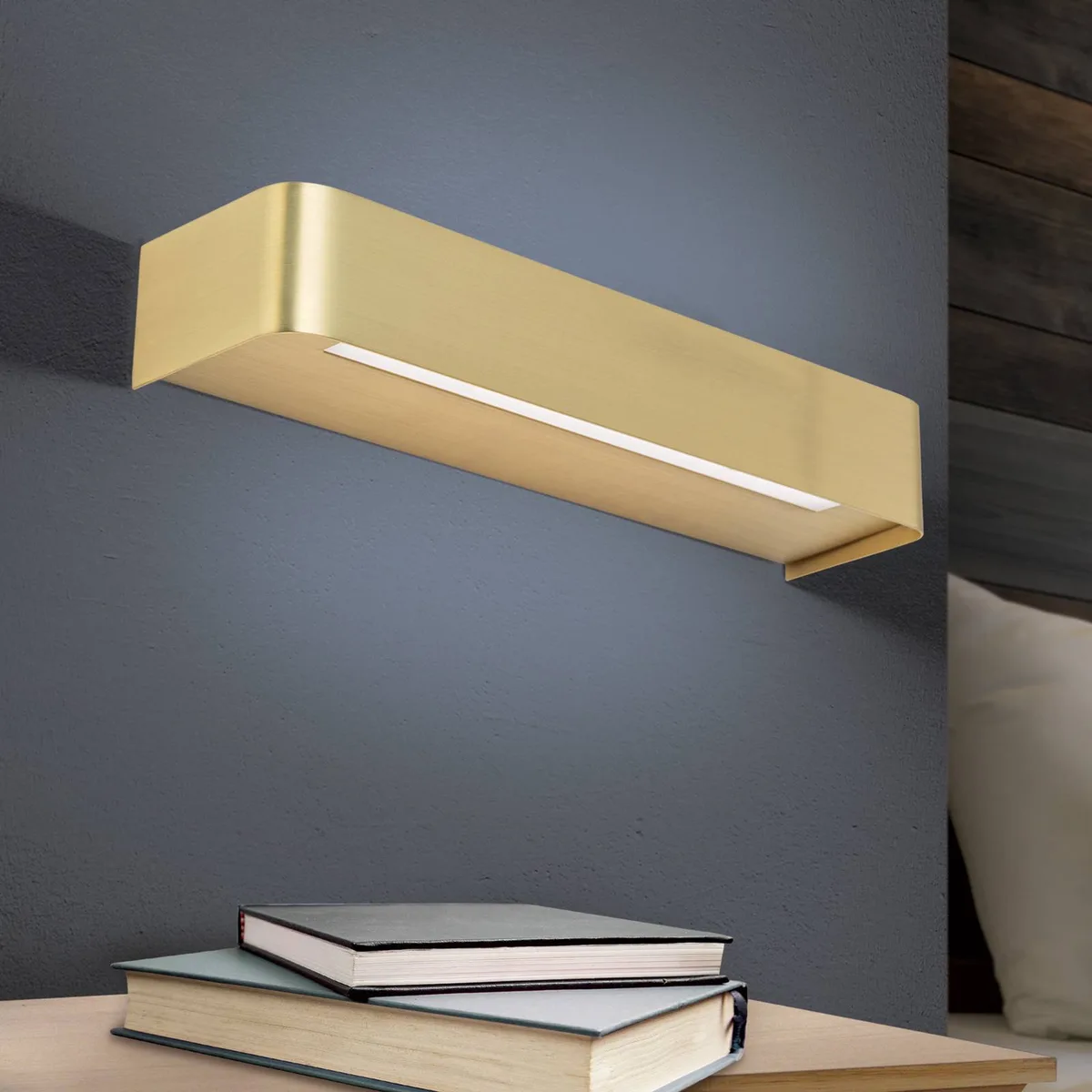 LED wandlamp Bernhard, up-/downlight, messing de Orion en Mat messing, Opaalwit – photo produit