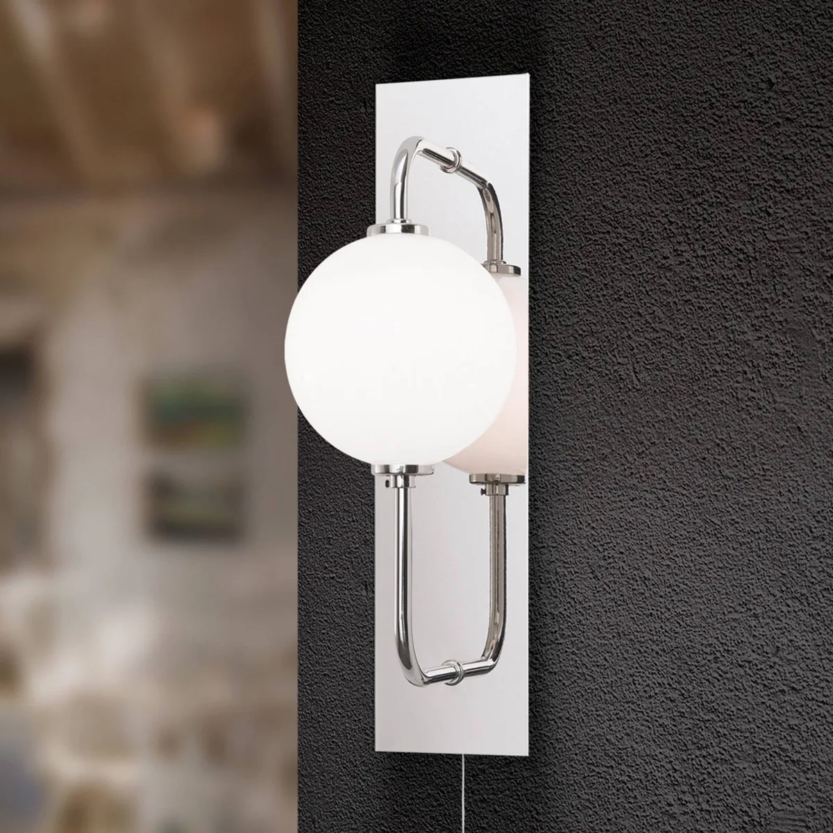 LED-Wandleuchte Pipes in glänzendem Nickel von Orion in Glanzend nikkel, Weiß – Produktfoto
