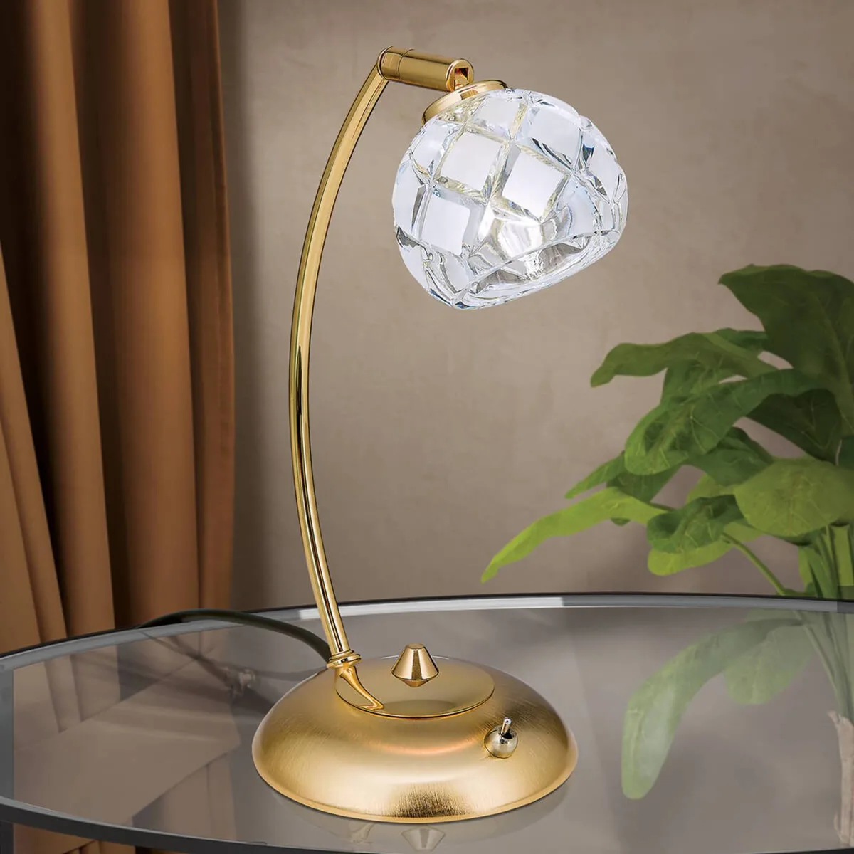 Loodkristal-tafellamp Maderno, goud de Orion en Mat goud, Goud glanzend, Gesatineerd – photo produit