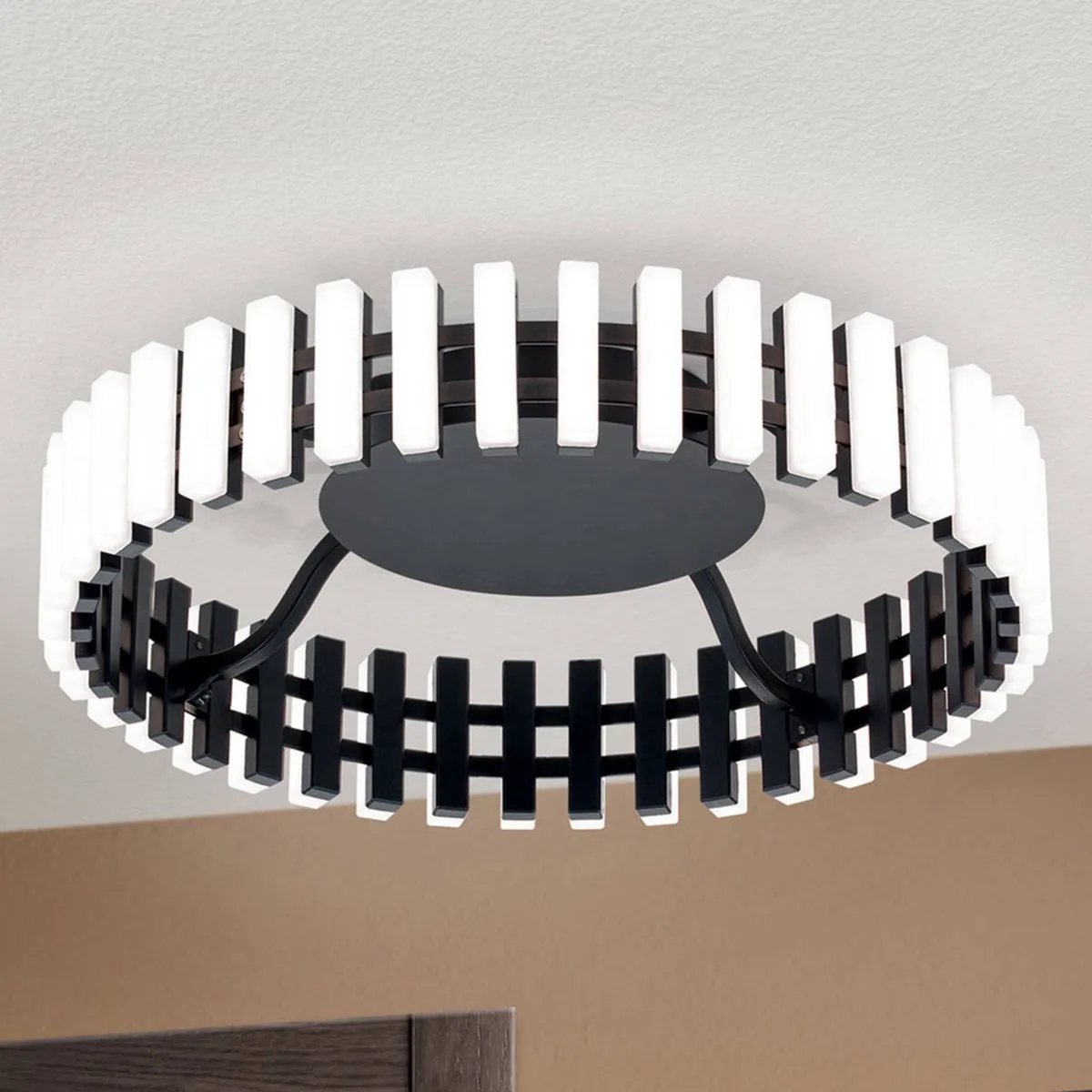 Mansion LED plafondlamp, zwart en wit Ø 43 cm de Orion en Noir, Blanc – photo produit