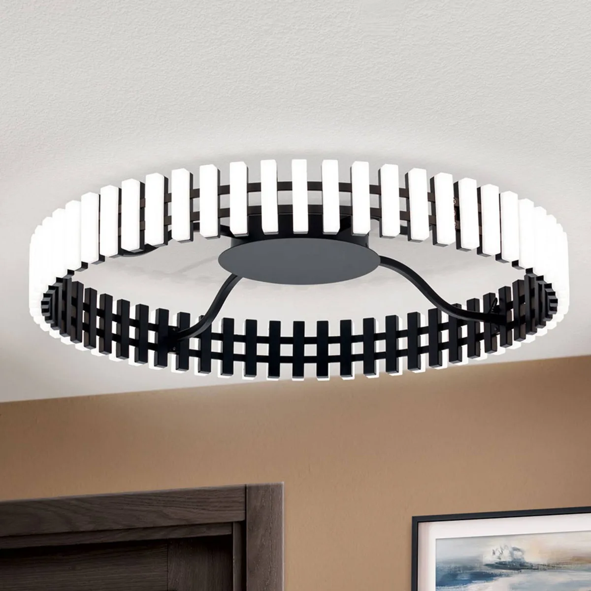 Mansion LED plafondlamp, zwart en wit Ø 63 cm de Orion en Noir, Blanc – photo produit