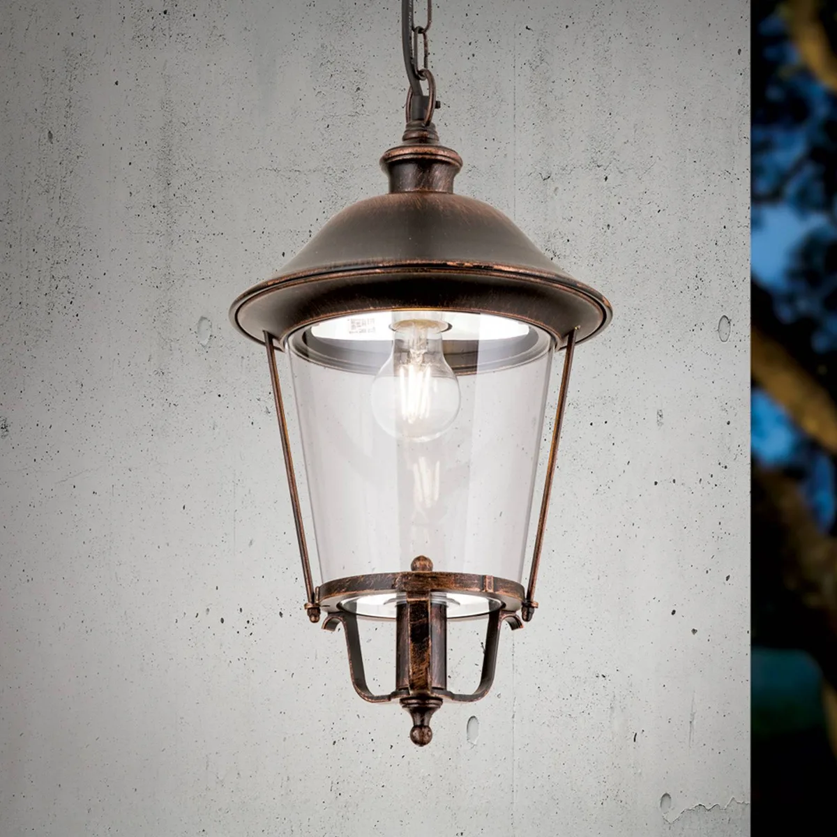 Mariella buiten hanglamp, zwart-koper, metaal de Orion en Zwart-koper, Helder – photo produit