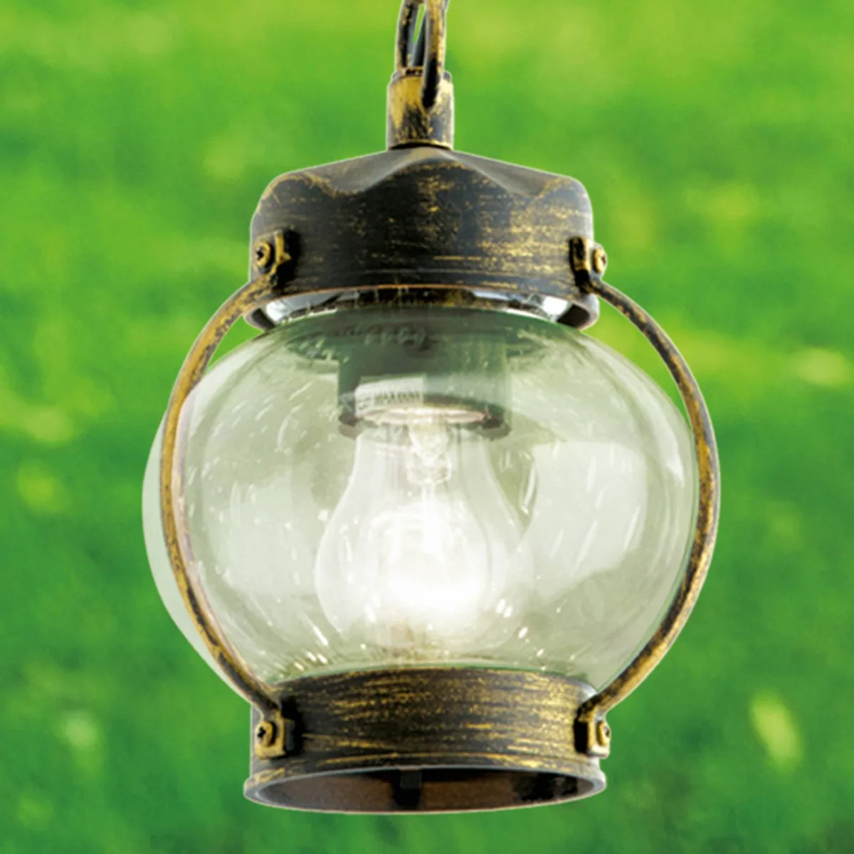 Met geblazen glas - hanglamp Margerite voor buiten de Orion en Noir, Or – photo produit