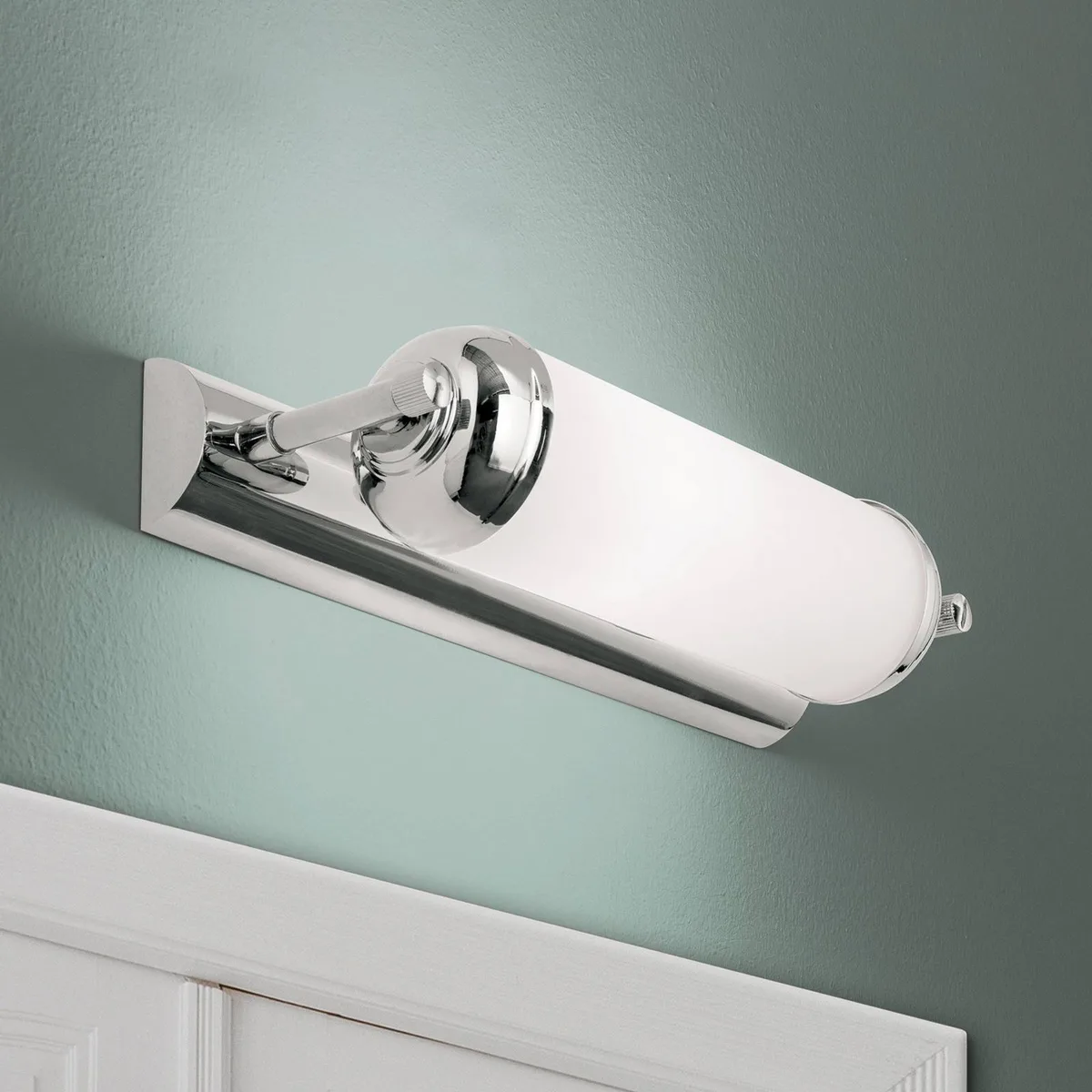Moderne wandlamp Elida, 1-lichts fra Orion i Krom, Opaalwit – produktbillede
