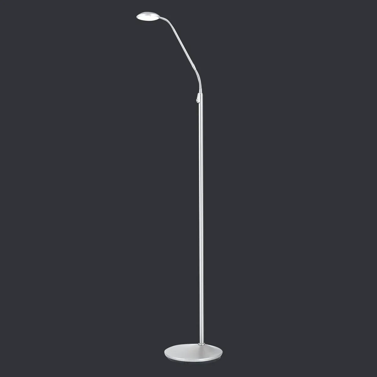 Nickelfarbene LED-Stehleuchte Cobra 1fl von Orion in Mat nikkel – Produktfoto
