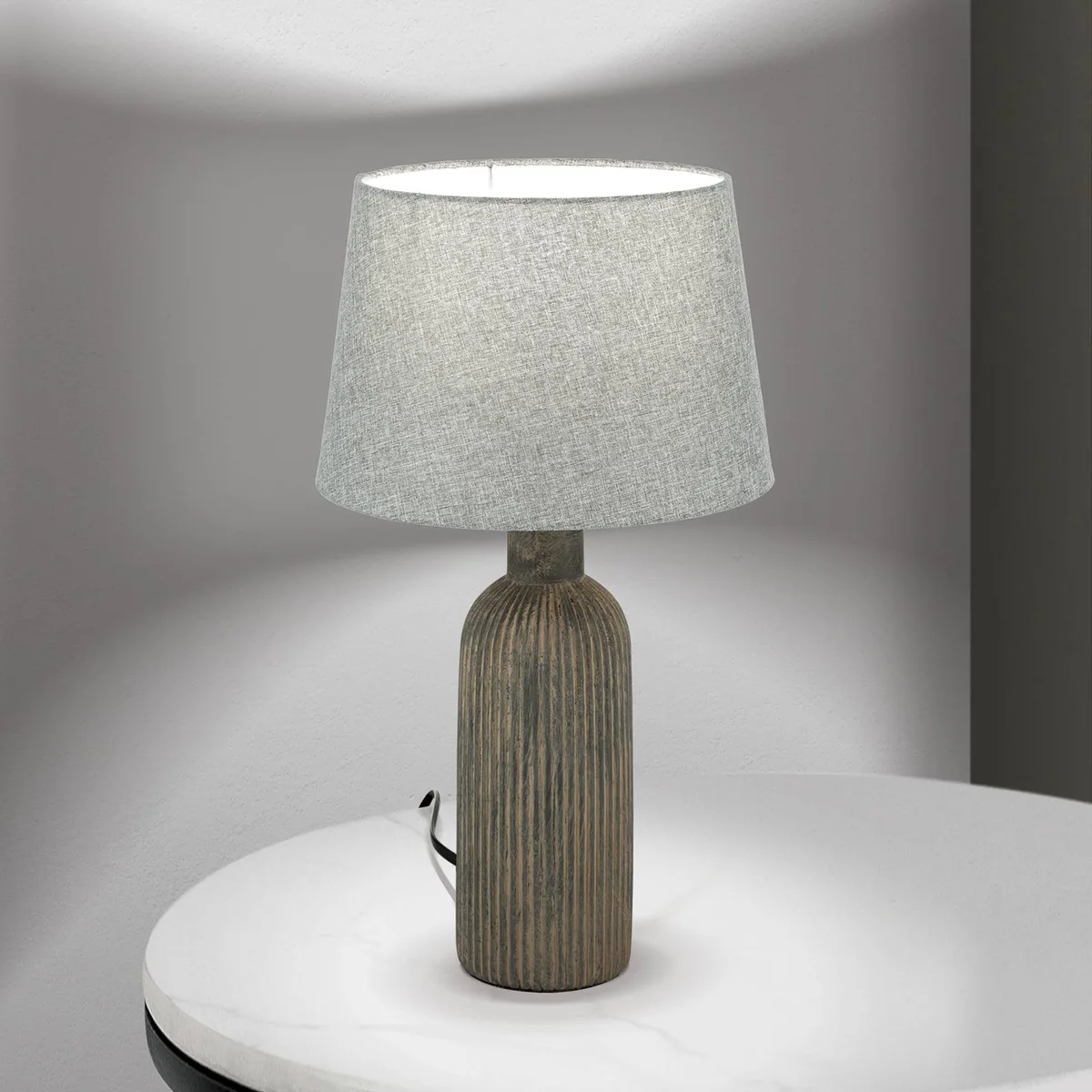 Orchid tafellamp, bruin/grijs, hoogte 53,5 cm, keramiek/linnen de Orion en Marron, Gris – photo produit