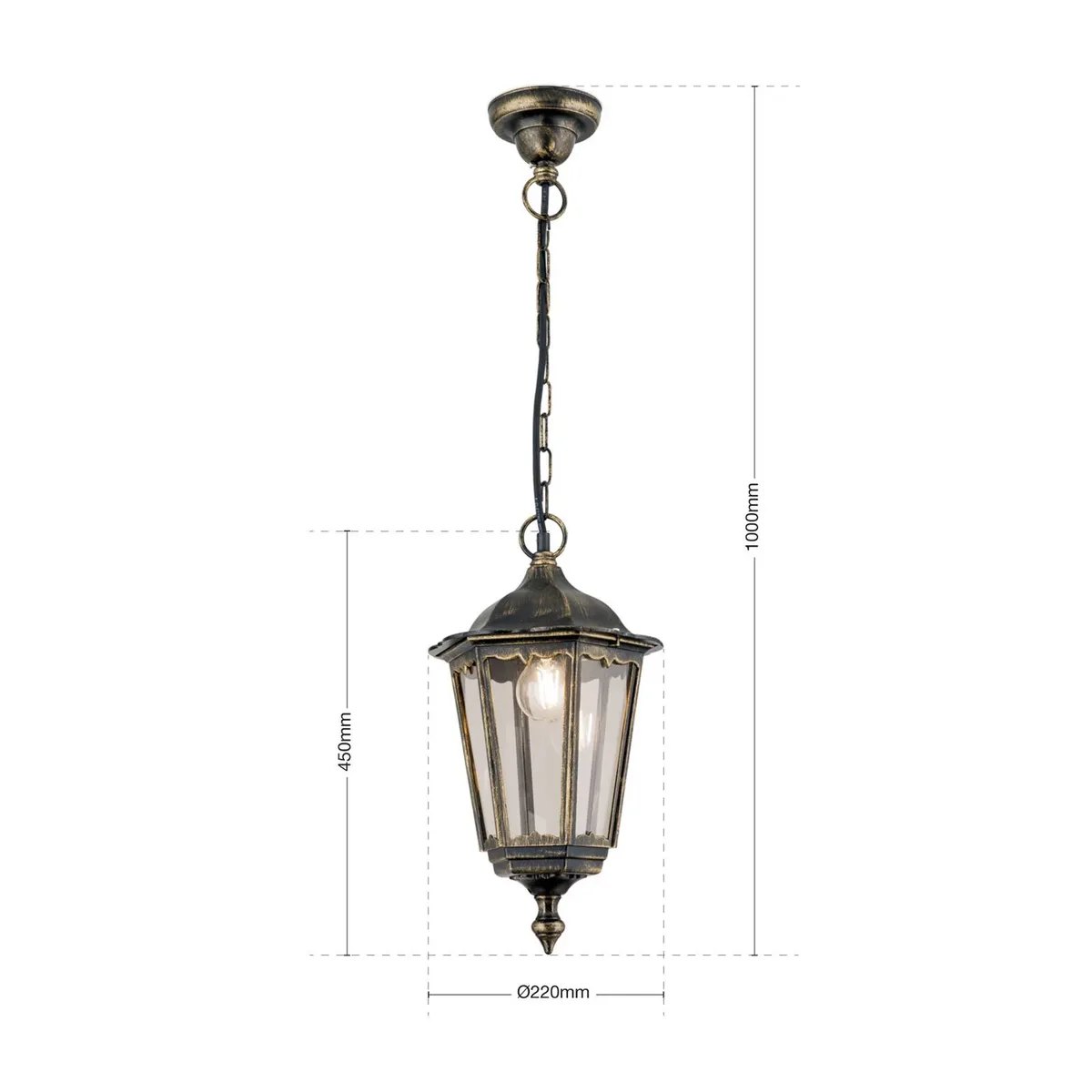 Pendellamp Fabio voor buiten de Orion en Zwart-goud, Rookgrijs – photo produit