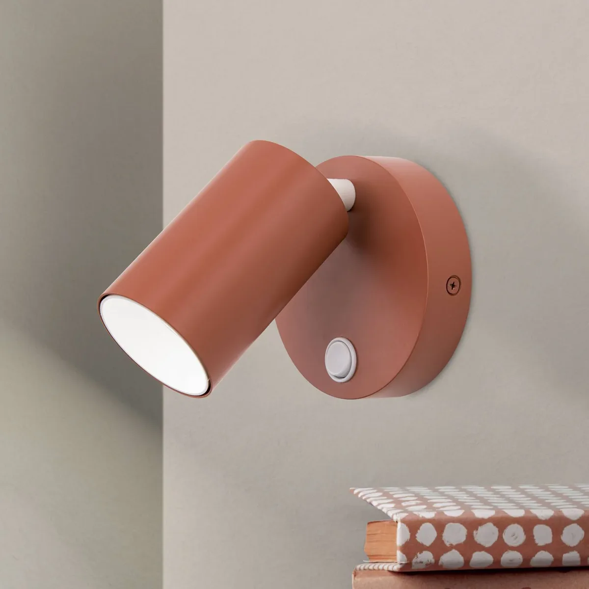 Penn wandspot, Ø 10,5 cm, staal/aluminium de Orion en Koraalrood – photo produit