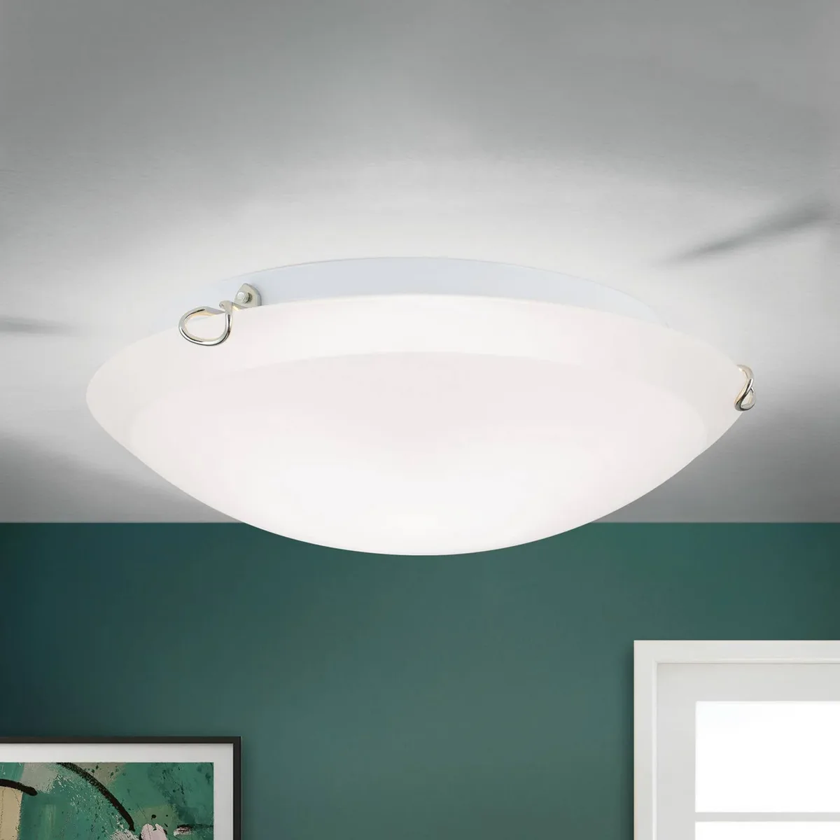 Plafondlamp Agada, opaalglas, chroom, 30 cm fra Orion i Opaalwit, Krom – produktbillede