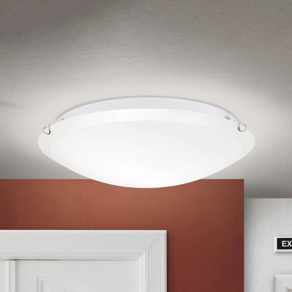 Plafondlamp Agada, opaalglas, chroom, 40 cm från Orion i Opaalwit, Krom – produktbild