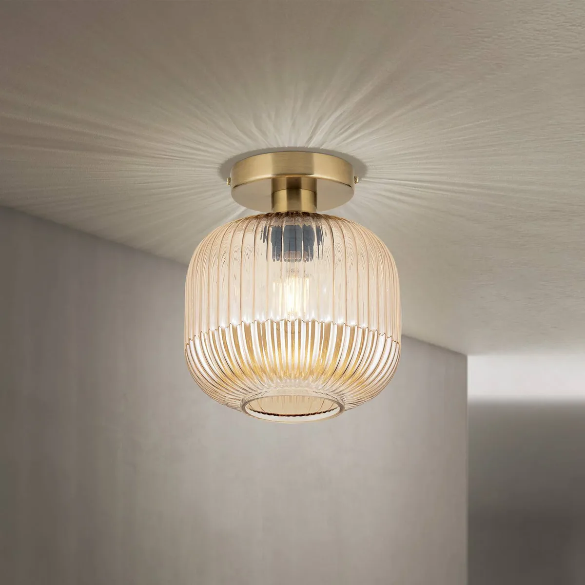 Plafondlamp Carneval, Ø 20 cm, glas, E27 von Orion in Amber – Produktfoto